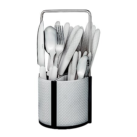 CJ. DE TALHERES VARANDA GOURMET DIAMOND 24 PC. BRANCO