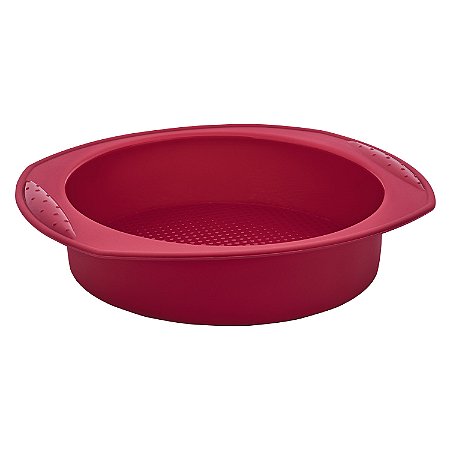 ASSADEIRA REDONDA DE SILICONE VERMELHA