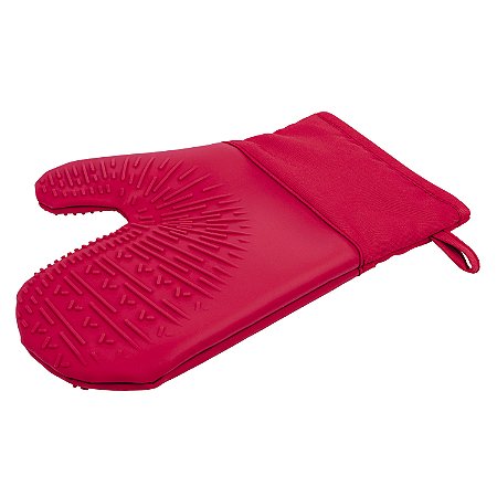 LUVA DE SILICONE COM TECIDO VERMELHA
