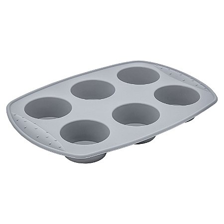 FORMA PARA 6 MINI BOLOS REDONDOS DE SILICONE CINZA