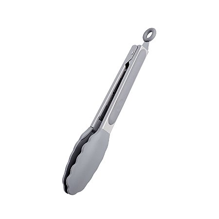 PEGADOR MULTIUSO DE SILICONE COM CABO INOX 27 CM CINZA
