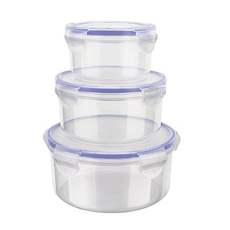 CJ. POTE HERMETICO REDONDO 3 PC. AZUL