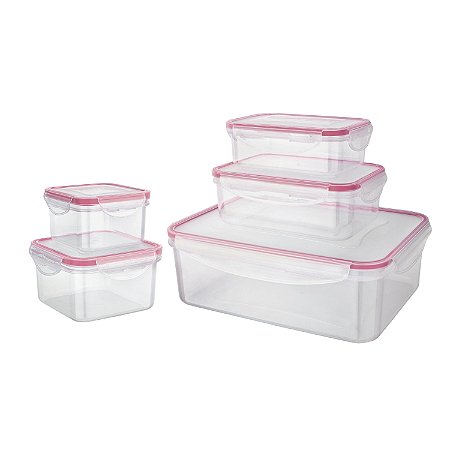 CJ. POTE HERMETICO 5 PC. VERMELHO