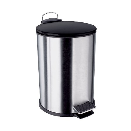 LIXEIRA INOX ESCOVADO 3 L COM TAMPA PRETA