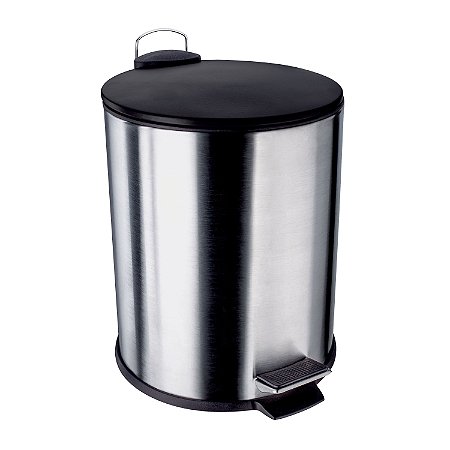 LIXEIRA INOX ESCOVADO 5 L COM TAMPA PRETA
