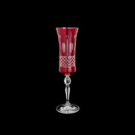 CJ 6 TAÇAS DE CRISTAL ECOLÓGICO LAPIDADO P/CHAMPAGNE GRACE RUBY 190ml