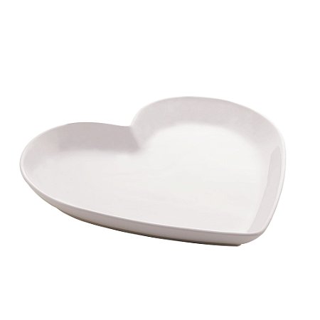 PORTA ANÉIS DE CERÂMICA CORAÇÃO BRANCO 14,5x13,5x2,3cm