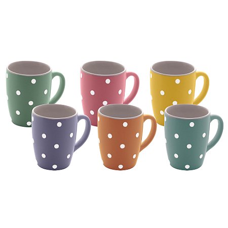 CANECA DE PORCELANA DOTS COR SORTIDA 295ml