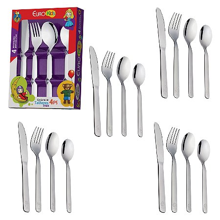CJ. DE TALHERES INFANTIL INOX ENCANTO 4 PC.