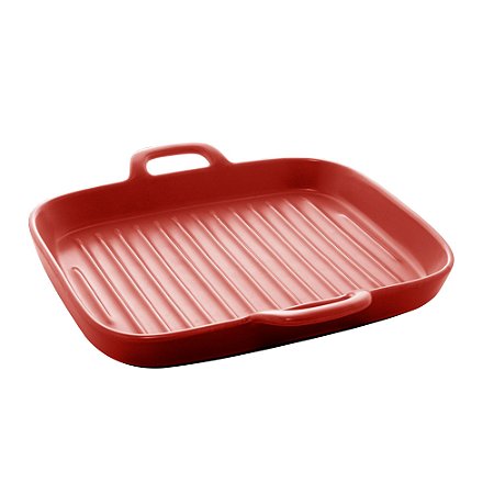 CJ 2 TRAVESSAS PORCELANA C/ALÇAS VERMELHO 19x19x3cm