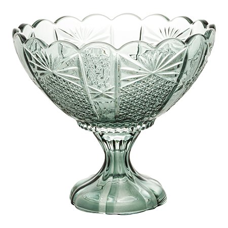 CENTRO DE MESA CRISTAL C/PÉ PRINCESS VERDE 22x19cm
