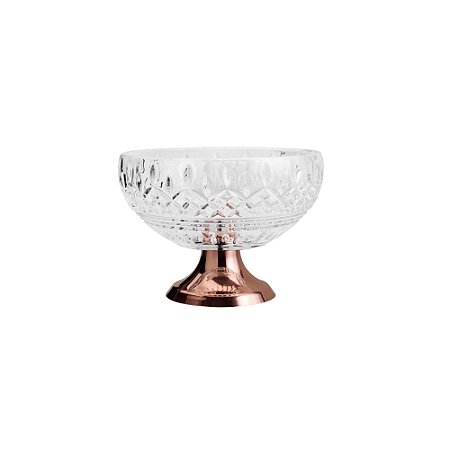 CENTRO DE MESA CRISTAL C/PÉ AÇO LYS ROSE 25cm