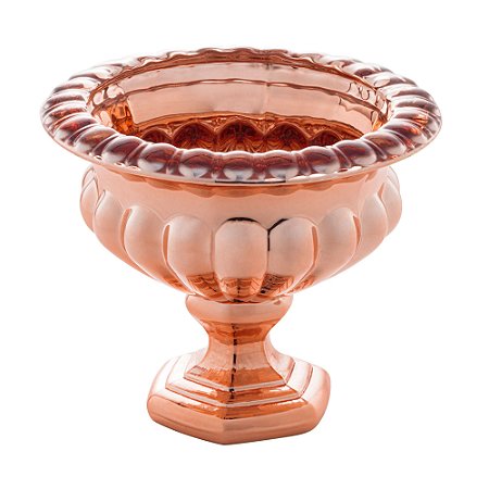 CENTRO DE MESA CRISTAL C/PÉ SUSSEX ROSE METALIZADO 14x11cm