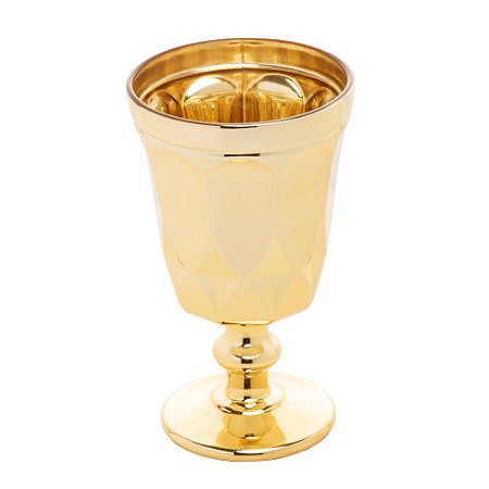 CJ 6 TAÇAS VIDRO P/ÁGUA CURVES DOURADO METALIZADO 250ml
