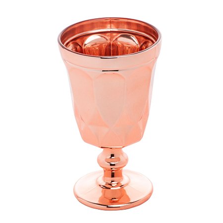 CJ 6 TAÇAS VIDRO P/ÁGUA CURVES ROSE METALIZADO 250ml