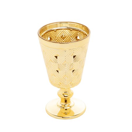 CJ 6 TAÇAS VIDRO P/ÁGUA SQUARE DOURADO METALIZADO 250ml