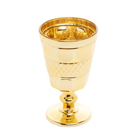 CJ 6 TAÇAS VIDRO P/ÁGUA GEOMETRIC DOURADO METALIZADO 250ml
