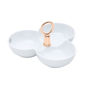 PETISQUEIRA TRIPLA DE PORCELANA C/PUXADOR ROSÉ CANNES 22,5cm