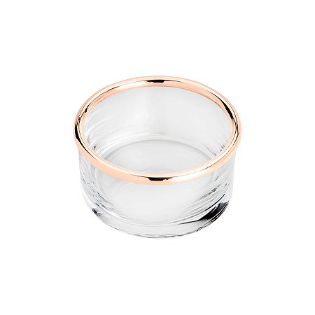 PETISQUEIRA DE VIDRO C/ARO ROSÉ RIATO 9X9X5cm