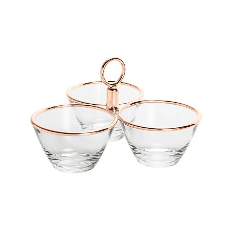 PETISQUEIRA DE VIDRO TRIPLA PLANET ROSE   25X16X17cm