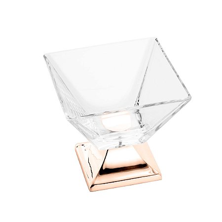 CENTRO DE MESA DE VIDRO C/PÉ DE AÇO INOX ROSÉ VENEZA 14X14cm