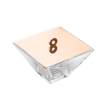 BALEIRO DE VIDRO C/TAMPA DE AÇO INOX ROSÉ VENEZA 14X8,5cm