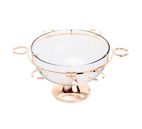 CHAMPANHEIRA DE VIDRO C/PÉ E SUPORTE ROSÉ RIALTO 30X24cm