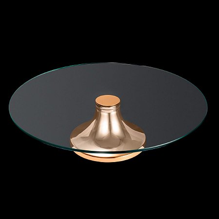 PRATO DE VIDRO P/BOLO C/PÉ DE AÇO MONACO ROSE 33X8,5cm