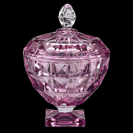 POTICHE DECORATIVO CRISTAL PÉ TAMPA DIAMANT AMETISTA 18x24cm