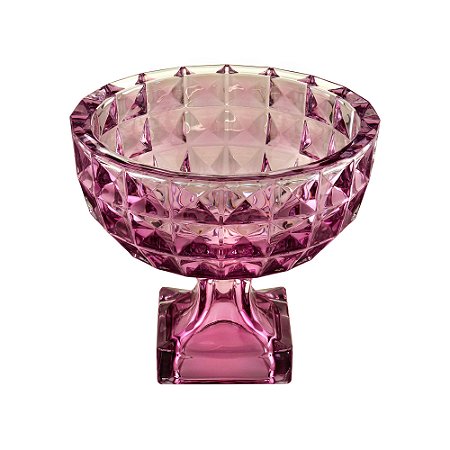 CENTRO DE MESA CRISTAL C/PÉ DIAMANT AMETISTA 25x22cm