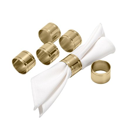 JG 6 ANÉIS P/GUARDANAPO EM PVD DOURADO ELEGANCE