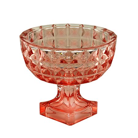 CENTRO DE MESA CRISTAL C/PÉ DIAMANT ROSE 25x22cm