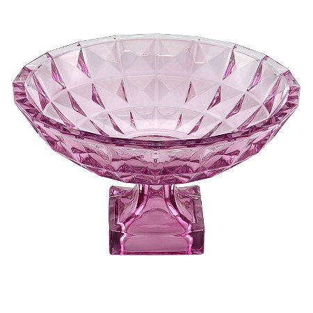 CENTRO DE MESA CRISTAL C/PÉ DIAMANT AMETISTA 32x19cm