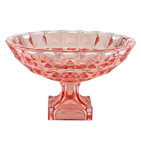 CENTRO DE MESA CRISTAL C/PÉ DIAMANT ROSE 32x19cm