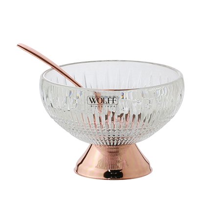 CJ 4 BOWLS VIDRO C/4 COLHERES P/SOBREMESA QUEEN ROSE
