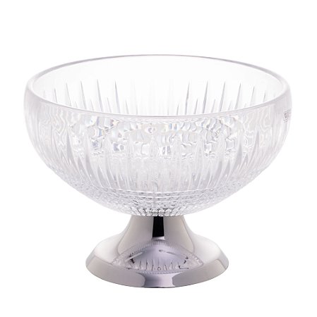 CENTRO DE MESA CRISTAL C/PÉ AÇO QUEEN INOX 25cm