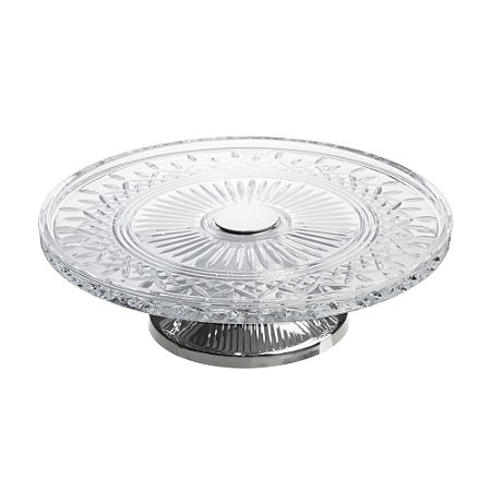 PRATO P/BOLO CRISTAL C/PÉ LYS PRATA 32cm
