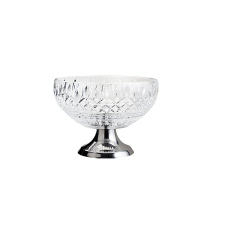 CENTRO DE MESA CRISTAL C/PÉ LYS PRATA 25cm