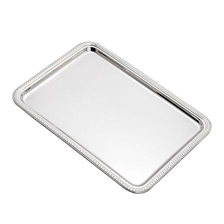 BANDEJA DE PRATA C/CORDÃO PÉROLA 42X33cm