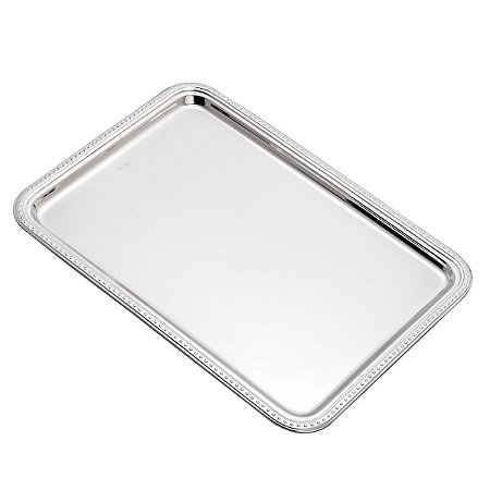 BANDEJA DE PRATA C/CORDÃO PÉROLA 39X29cm