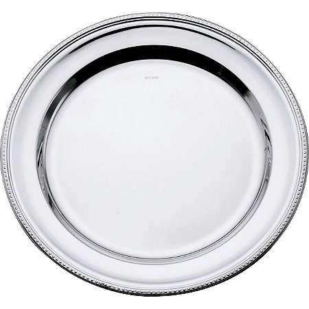 PRATO DE PRATA C/CORDÃO PÉROLA 33cm
