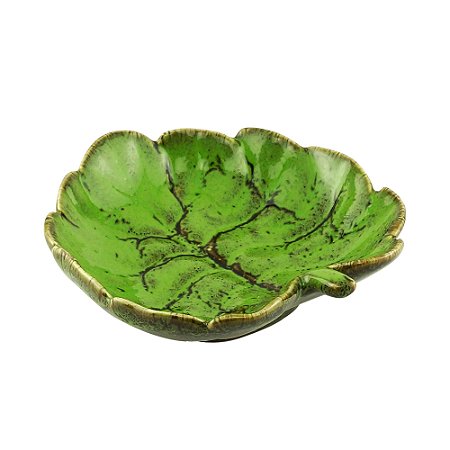 FOLHA DECORATIVA CERÂMICA VERDE 14x13x4cm