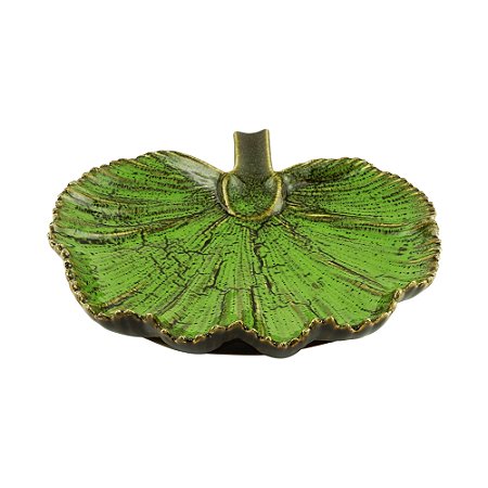 FOLHA DECORATIVA CERÂMICA VERDE 21x20x4cm