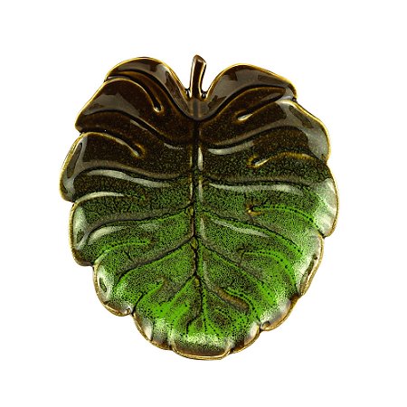 FOLHA DECORATIVA CERÂMICA VERDE 21x20x2cm