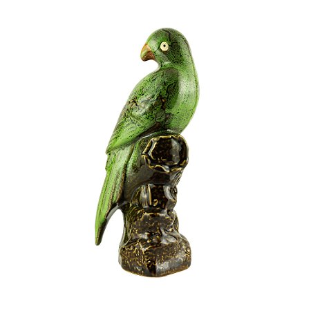 PÁSSARO DECORATIVO CERÂMICA VERDE 11x27cm