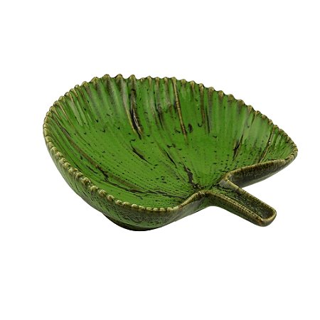 FOLHA DECORATIVA CERÂMICA VERDE 14x4cm