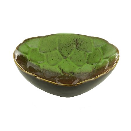 FOLHA DECORATIVA CERÂMICA VERDE 21x19x5cm
