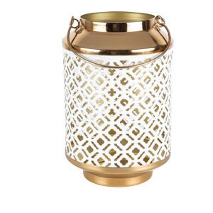 LANTERNA DECORATIVA METAL BRANCA 16x23cm