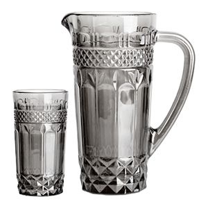 CJ 6 COPOS 215ml C/JARRA 1l VIDRO BRAND CINZA