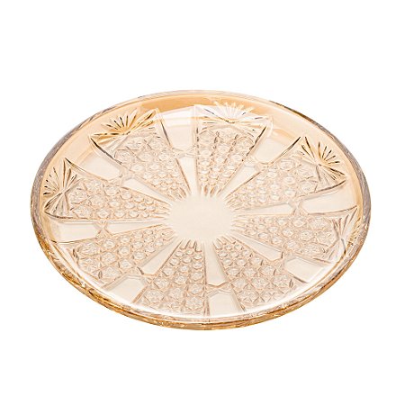 CJ 6 PRATOS SOBREMESA CRISTAL PRINCESS CHAMPANHE 20cm